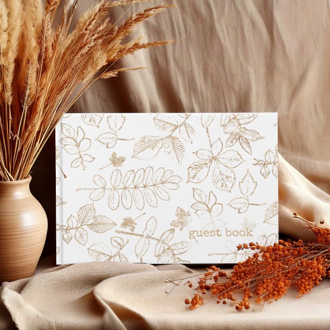 Golden Leaf Pattern Wedding ID655 Guest Book (Creator Uploaded)