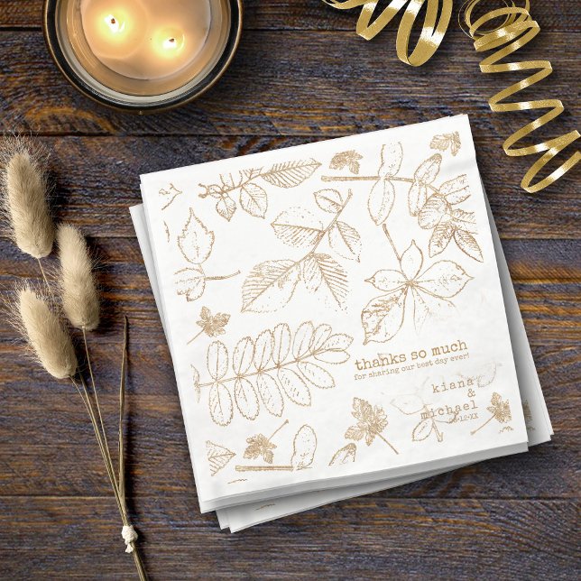 Golden Leaf Pattern Wedding ID655 Napkin (Creator Uploaded)