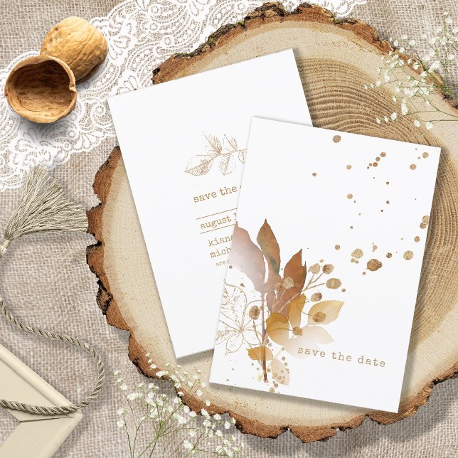 Golden Leaf Wedding ID655 Save The Date (Creator Uploaded)