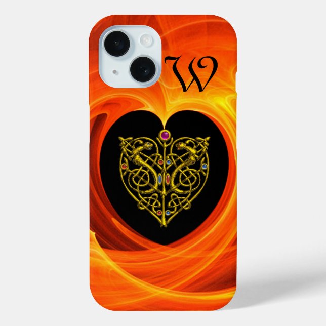 GOLDEN LEAF WITH CELTIC KNOTS,Black Orange Yellow Case-Mate iPhone Case (Back)