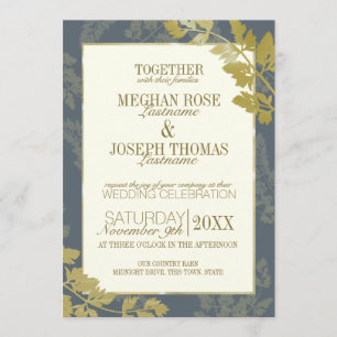 Golden Leaf Woodland Elegance Botanical Wedding Invitation