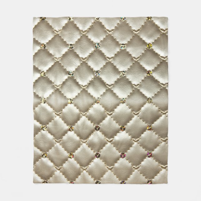 Golden Leather: Luxurious Background Texture Fleece Blanket (Front)