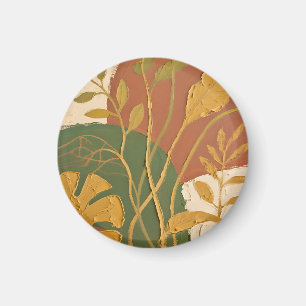 Golden Leaves Abstract Magnet