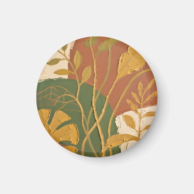 Golden Leaves Abstract Magnet (Front)