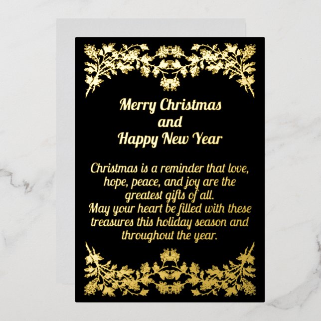 Golden Leaves Christmas Foil Card (Front/Back)