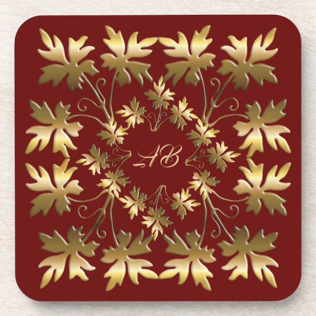 Golden leaves crown coaster (Front)
