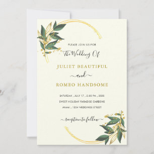Golden Leaves Custom Wedding Invitations Example