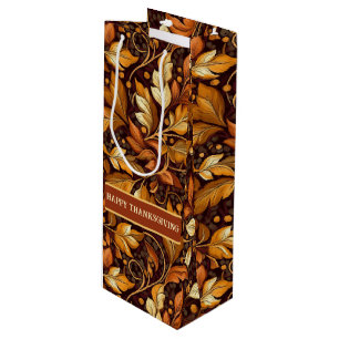 Golden Leaves Customisable Wine Gift Bag