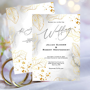Golden Leaves Elegant Wedding Invitation