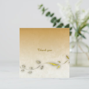 Golden leaves folded thank you card