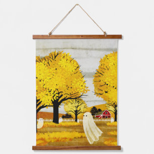 Golden Leaves Hanging Tapestry