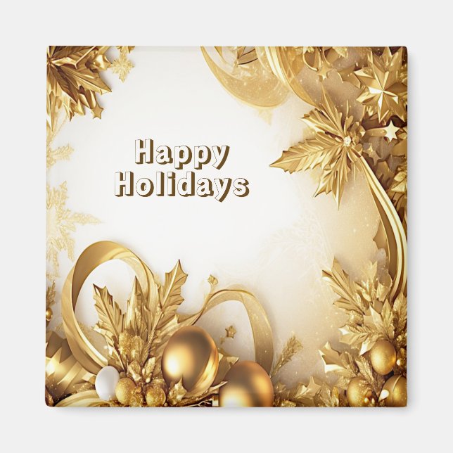  Golden Leaves Holiday Christmas Magnet (Front)