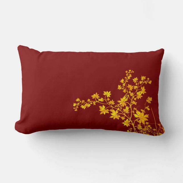 Golden Leaves Lumbar American MoJo Pillow (Front)