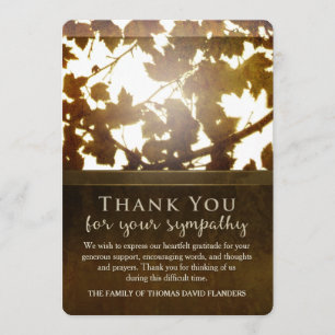 Golden Leaves Nostalgia Thank You Sympathy Card