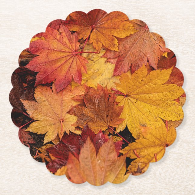 GOLDEN LEAVES OF AUTUMN PAPER COASTER (Front)