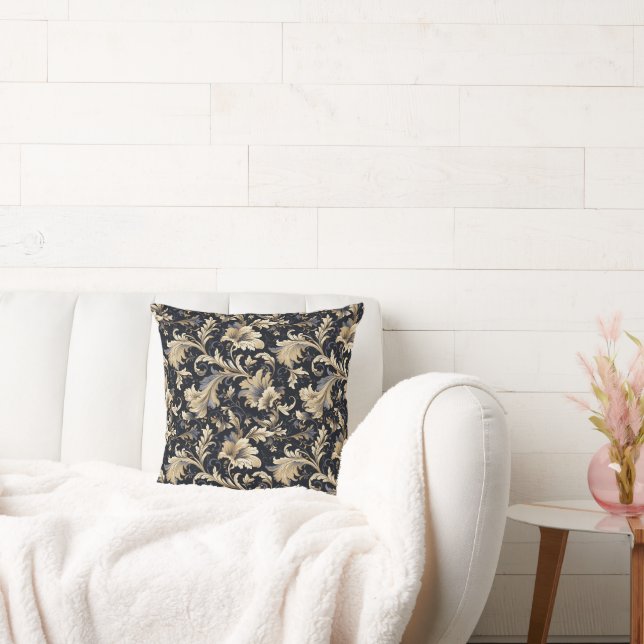 Golden Leaves Pattern Cushion (Couch)