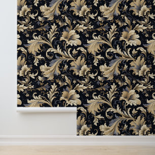 Golden Leaves Pattern Wallpaper