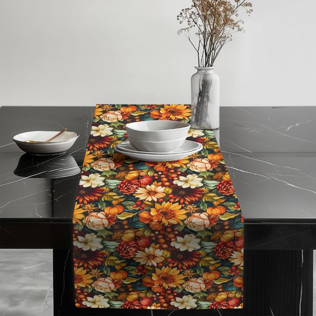 Golden Leaves Pumpkins Table Runner Autumn Decor (Golden Leaves Pumpkins Table Runner Autumn Decor)