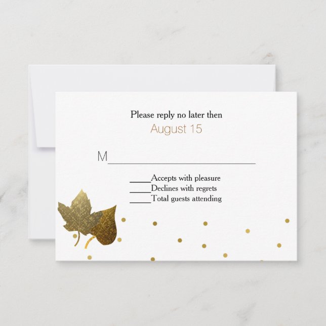 Golden Leaves Wedding Response Card (Front)