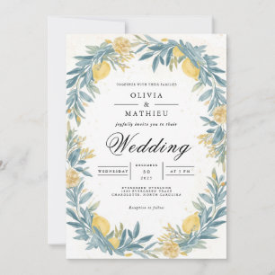 Golden Lemon Botanical Arch Wedding Invitation