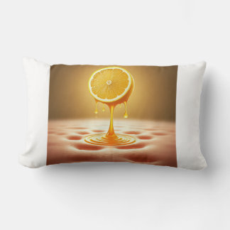 Golden Lemon Drip Abstract Art Pillow
