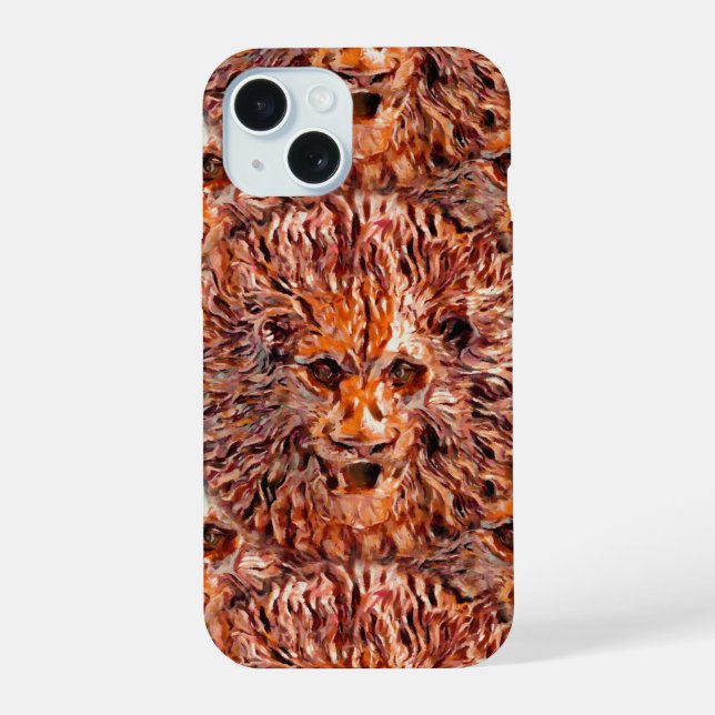 Golden Leo Pattern iPhone 15 Case (Back)