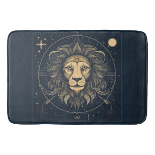 Golden Leo Zodiac Astrology Design Bath Mat