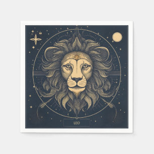Golden Leo Zodiac Astrology Design Napkin