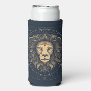 Golden Leo Zodiac Astrology Design Seltzer Can Cooler