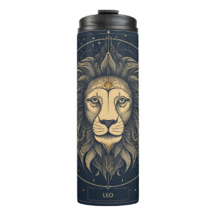 Golden Leo Zodiac Astrology Design Thermal Tumbler