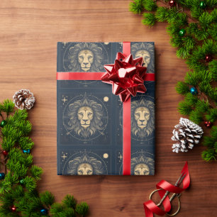 Golden Leo Zodiac Astrology Design Wrapping Paper