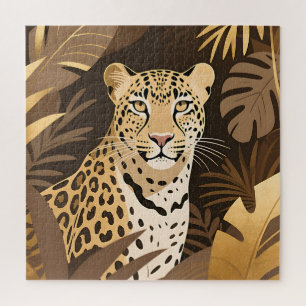 Golden Leopard Jungle Boho Wildlife Jigsaw Puzzle