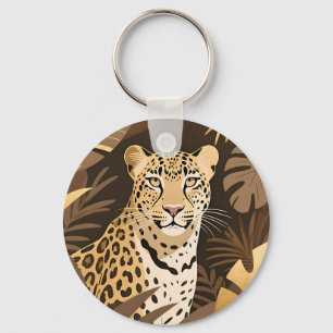 Golden Leopard Jungle Boho Wildlife  Key Ring