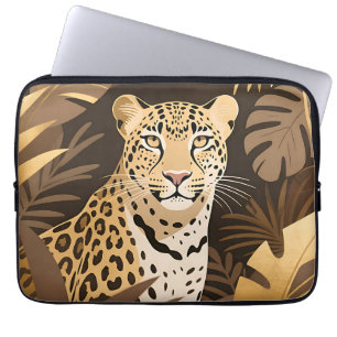 Golden Leopard Jungle Boho Wildlife Laptop Sleeve