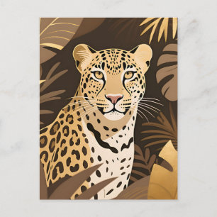 Golden Leopard Jungle Boho Wildlife Postcard