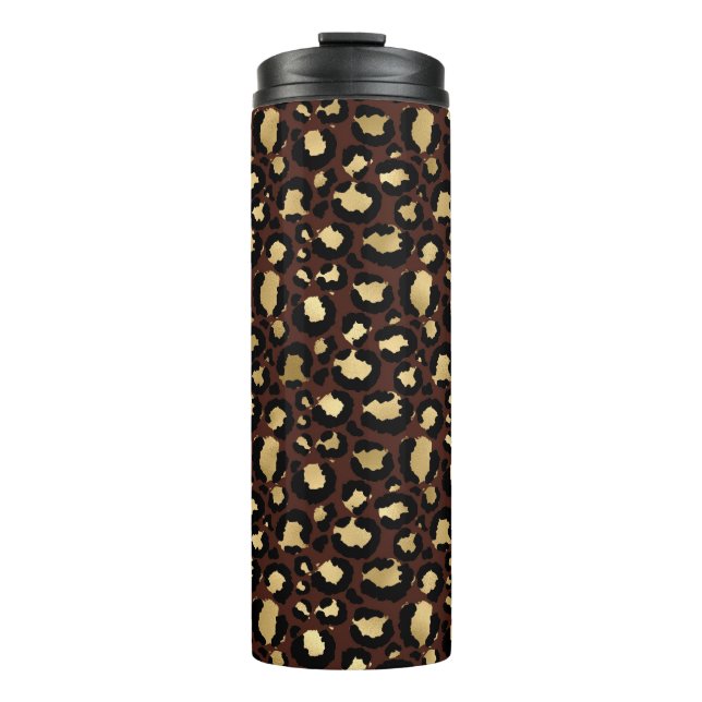 Golden Leopard Pattern Thermal Tumbler (Front)