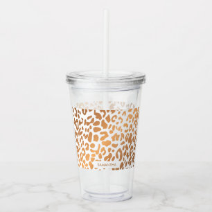 Golden Leopard Print Acrylic Tumbler