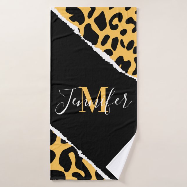 Golden Leopard Print Bath Towel (Bath Towel)