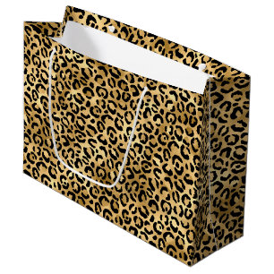 Golden Leopard Print Bold Wild Animal Pattern Large Gift Bag