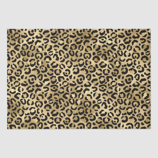 Golden Leopard Print | Bold Wild Animal Pattern Tissue Paper (Front)