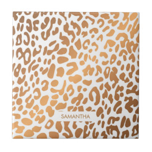 Golden Leopard Print Ceramic Tile