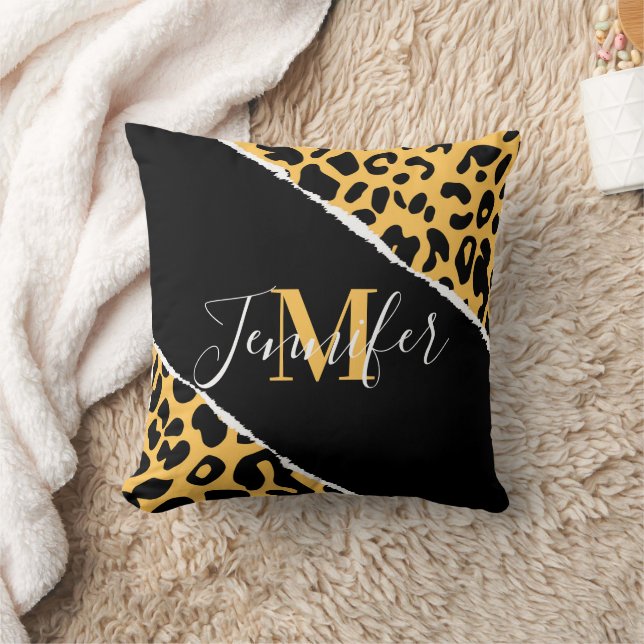 Golden Leopard Print Cushion (Blanket)