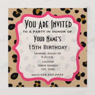 Golden Leopard Print Party Invitation