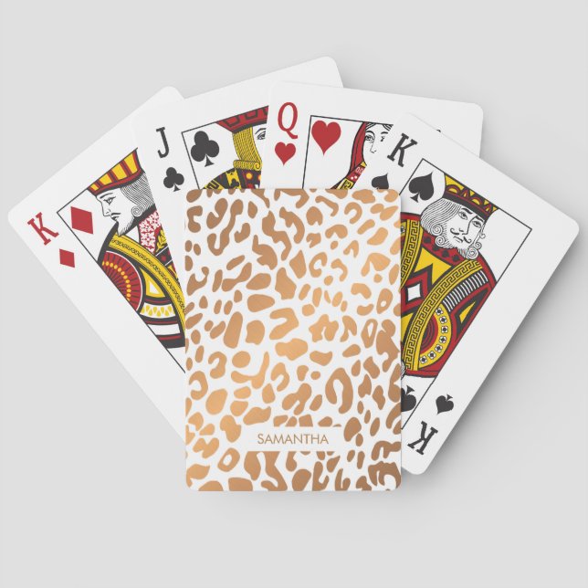Golden Leopard Print Playing Cards (Back)