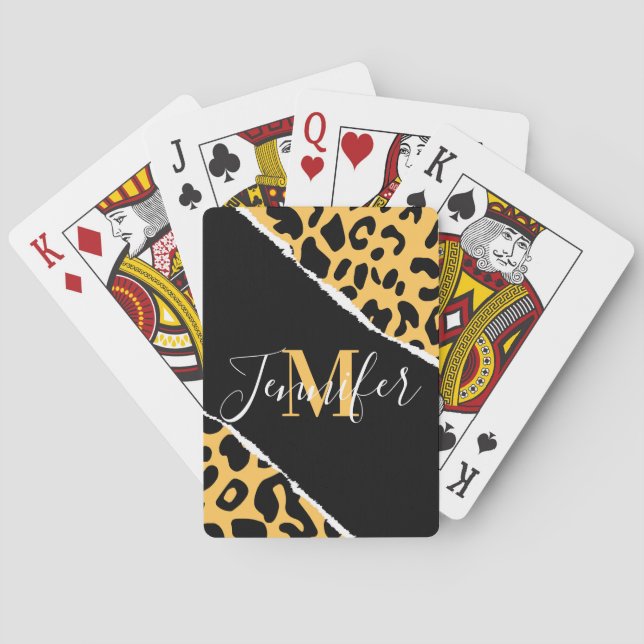 Golden Leopard Print Playing Cards (Back)