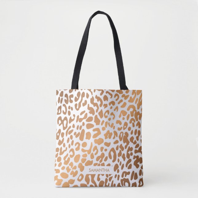 Golden Leopard Print Tote Bag (Front)
