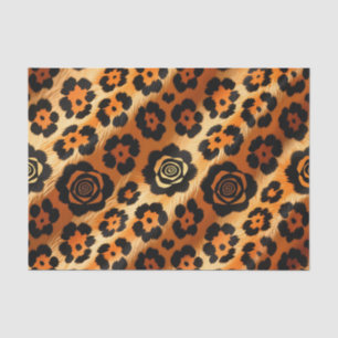Golden Leopard Rose Animal Print Tissue Paper