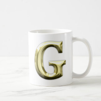 Golden Letter G Shiny Gold Alphabet Coffee Mug