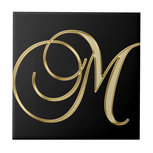 Golden letter m ceramic tile (Front)