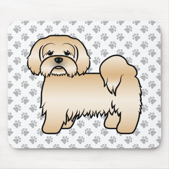 Golden Lhasa Apso Cute Cartoon Dog Illustration Mouse Pad (Front)